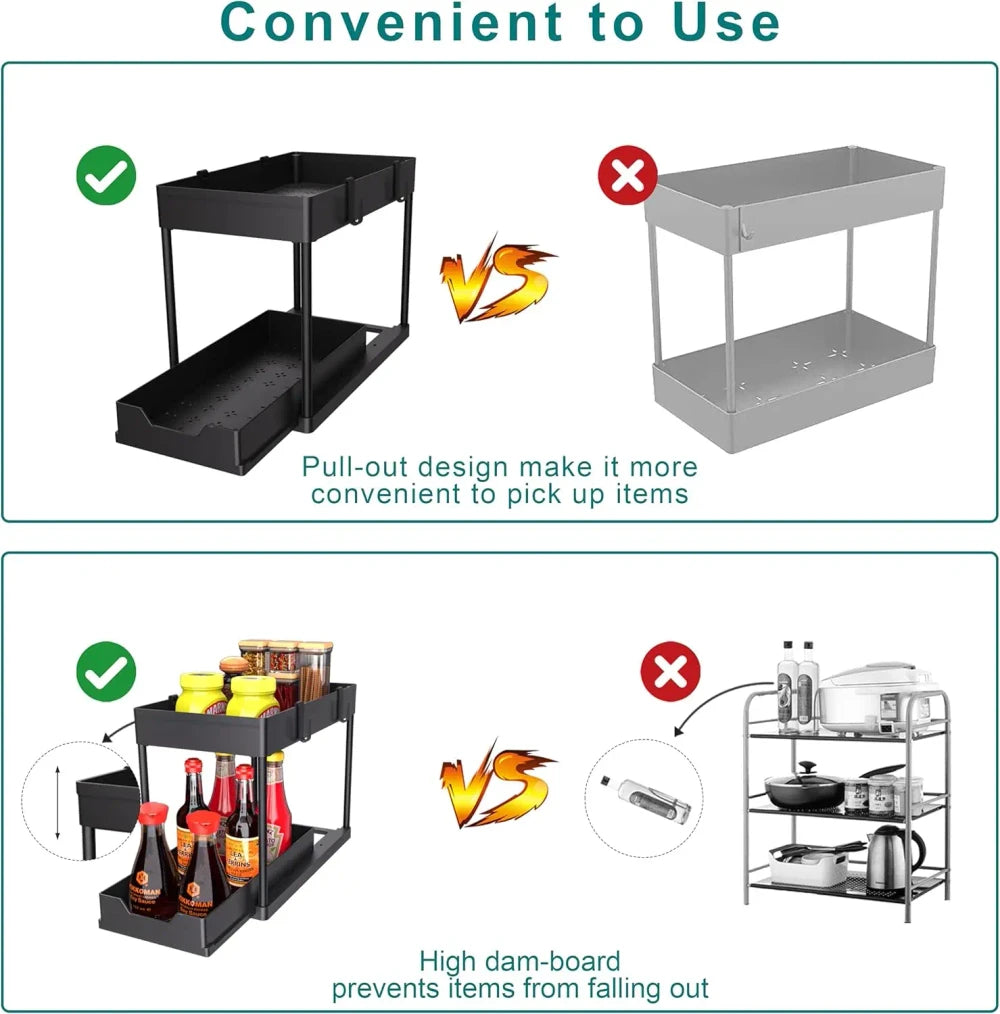 (2-Pack) 2-Tier Under Sink Organizer