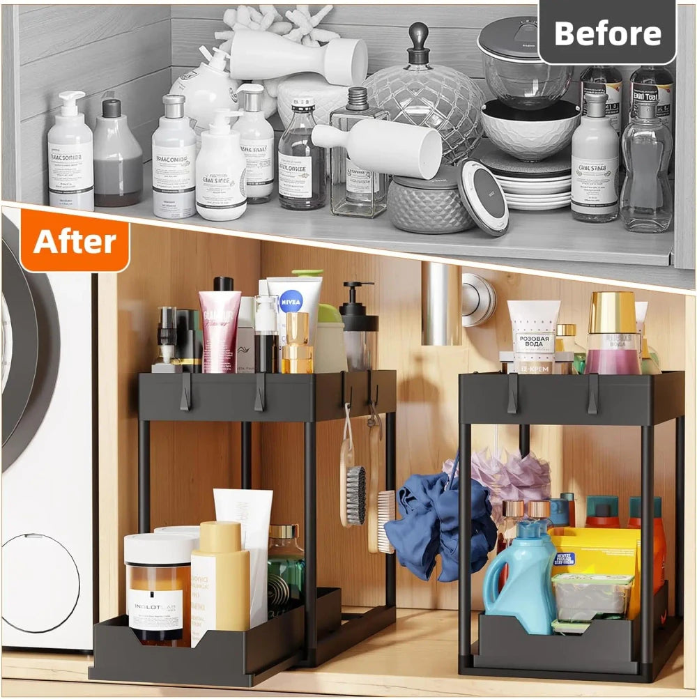 (2-Pack) 2-Tier Under Sink Organizer