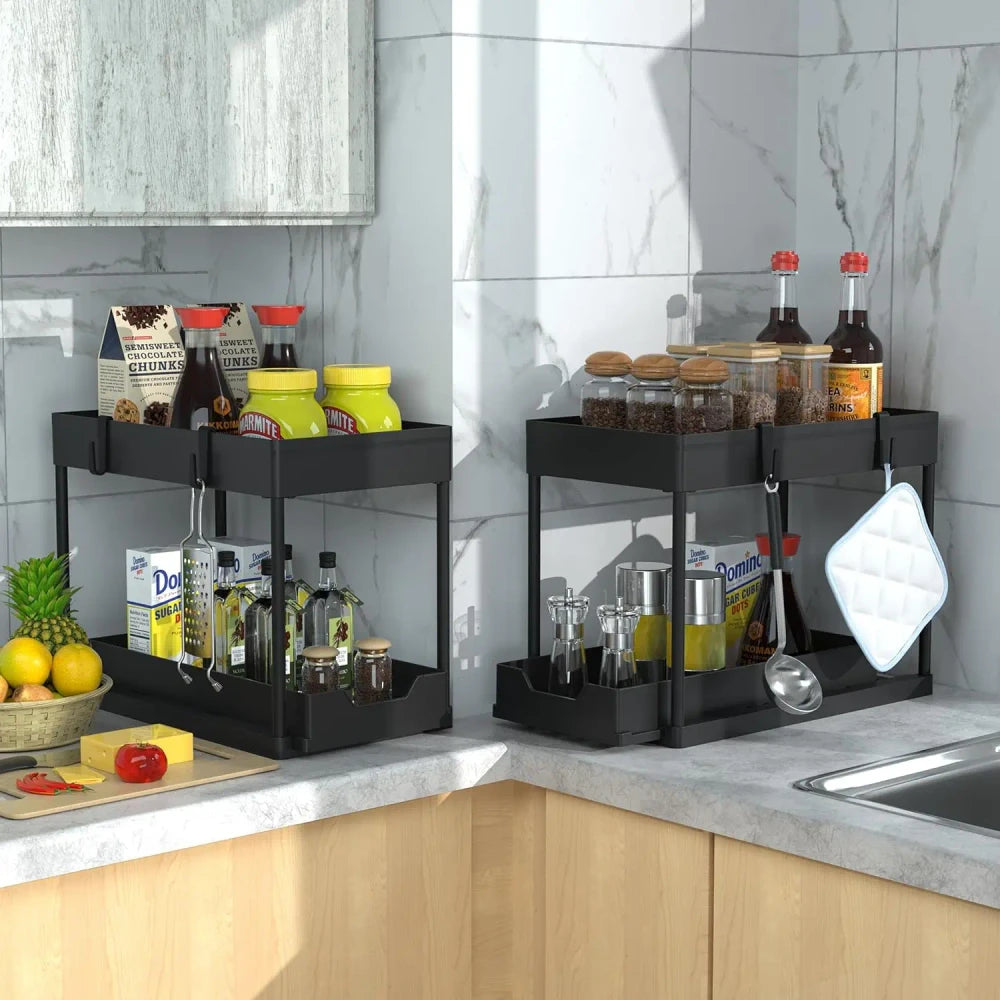 (2-Pack) 2-Tier Under Sink Organizer