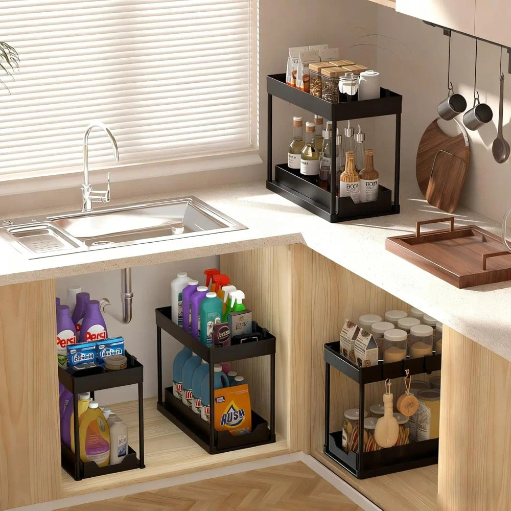 (2-Pack) 2-Tier Under Sink Organizer